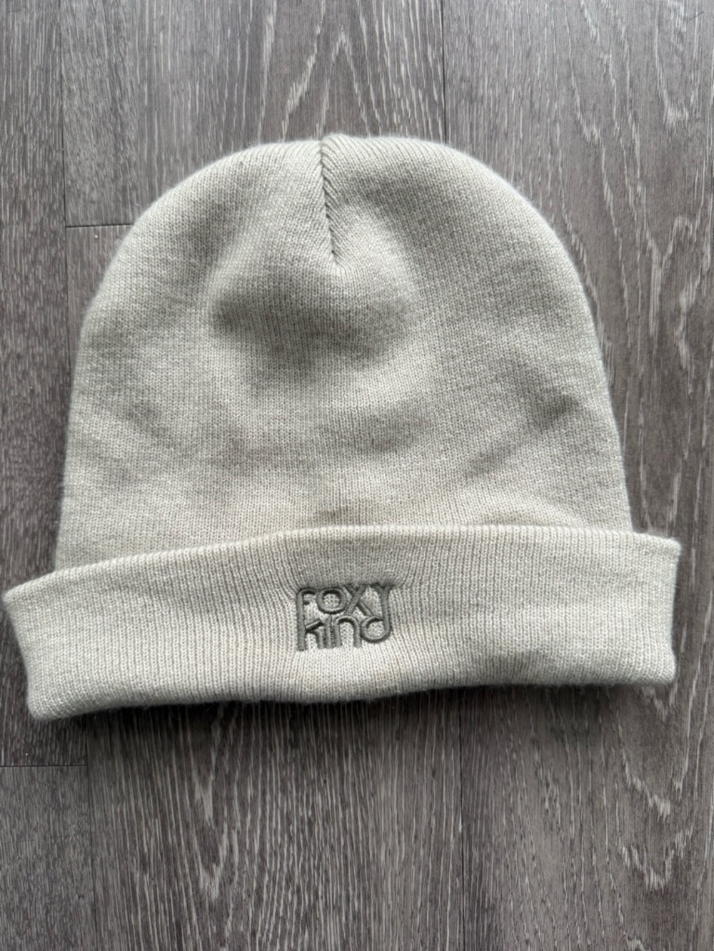 Foxy Kind - Embroidered Beanie - Light Sage
